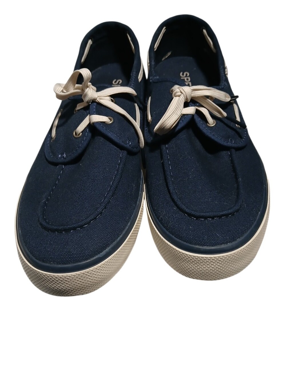 SPERRY Mens Navy Blue W White Laces Sz 8.5 - Picture 2 of 9